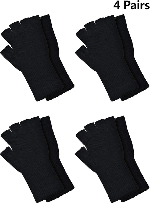 SATINIOR Fingerless Gloves for Women Half Finger Typing Gloves with Long Wrist Cuff Winter Knit Fingerless Mittens for Women...